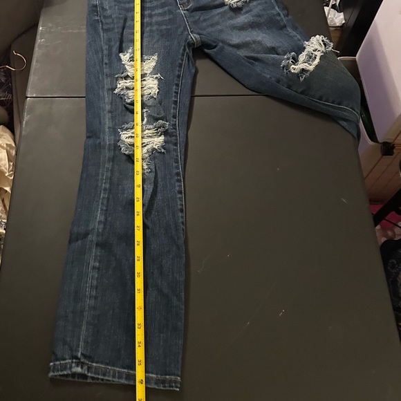 Judy Blue Distressed Straight Leg 7/28 Distressed Jeans Casual Denim Indigo - Picture 11 of 12